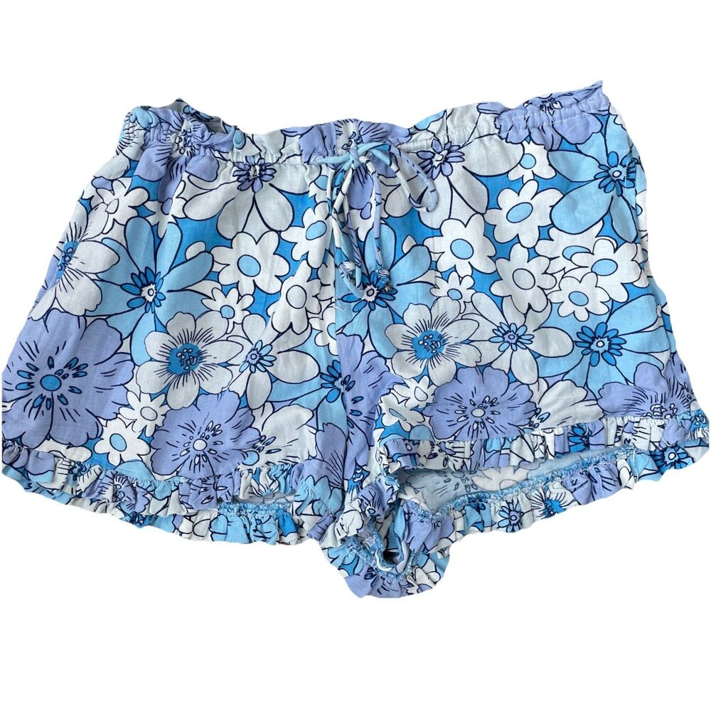 New FREE PEOPLE Maggy Mae Floral Set Top/Shorts Women's Size M Diva Blue Combo - Picture 9 of 9